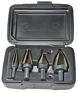 4pc. Multi-Diameter Gold Oxide Step Drill 3-Flats on Shank Set